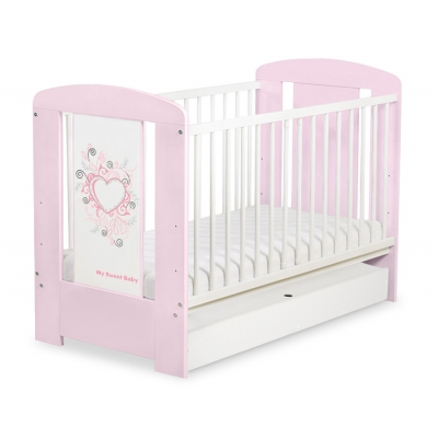 Rosa Babybett 120x60cm Chic mit Schublade STANDARD