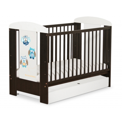 Babybett 120x60cm Eulen mit Schublade STANDARD