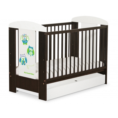 Babybett 120x60cm Eulen mit Schublade STANDARD