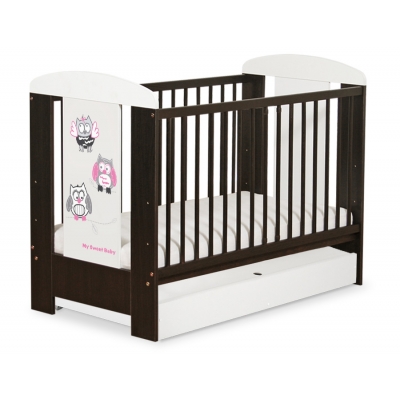 Babybett 120x60cm Eulen mit Schublade STANDARD