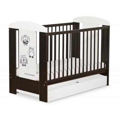 Babybett 120x60cm Eulen mit Schublade STANDARD