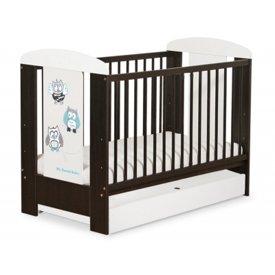 Babybett 120x60cm Eulen mit Schublade STANDARD