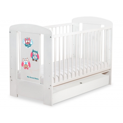 Babybett 120x60cm Eulen mit Schublade STANDARD