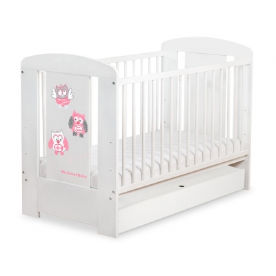 Babybett 120x60cm Eulen mit Schublade STANDARD