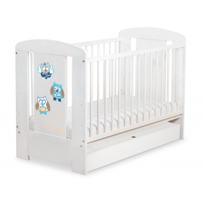 Babybett 120x60cm Eulen mit Schublade STANDARD