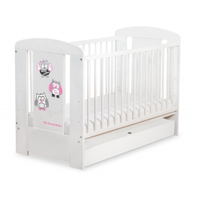 Babybett 120x60cm Eulen mit Schublade STANDARD
