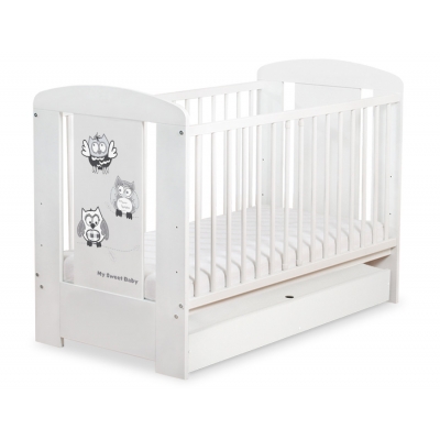 Babybett 120x60cm Eulen mit Schublade STANDARD