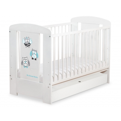Babybett 120x60cm Eulen mit Schublade STANDARD