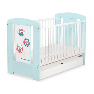 Babybett 120x60cm Eulen mit Schublade STANDARD