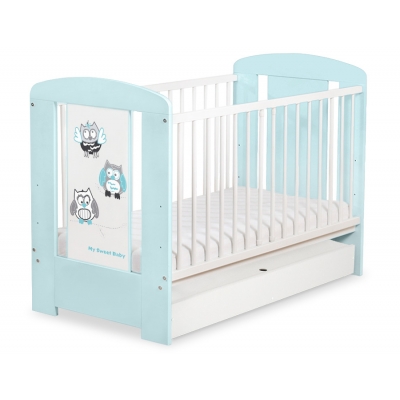 Babybett 120x60cm Eulen mit Schublade STANDARD