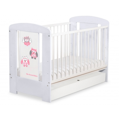 Babybett 120x60cm Eulen mit Schublade STANDARD