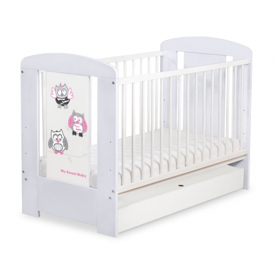 Babybett 120x60cm Eulen mit Schublade STANDARD