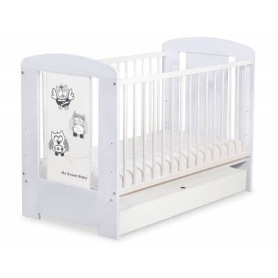 Babybett 120x60cm Eulen mit Schublade STANDARD