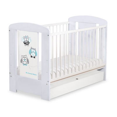Babybett 120x60cm Eulen mit Schublade STANDARD