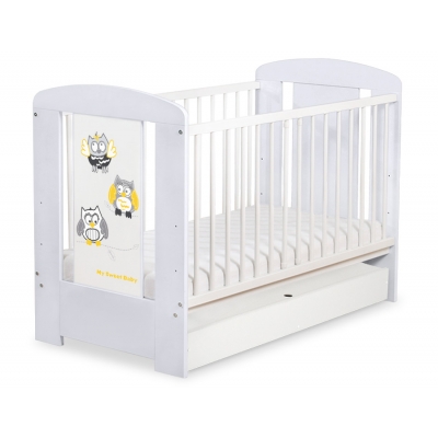 Babybett 120x60cm Eulen mit Schublade STANDARD