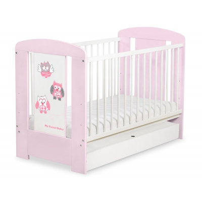 Babybett 120x60cm Eulen mit Schublade STANDARD