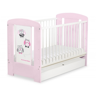 Babybett 120x60cm Eulen mit Schublade STANDARD
