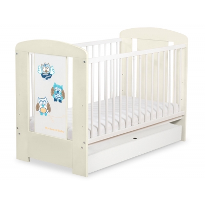 Babybett 120x60cm Eulen mit Schublade STANDARD