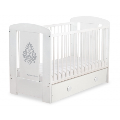 Babybett 120x60cm Glamour mit Schublade MAXI Weiß