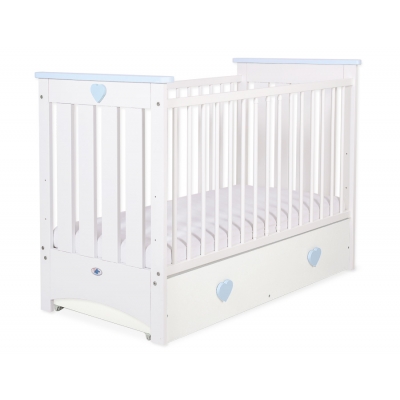 Babybett 120x60cm Lorenzo III weiß/blau mit Schublade MAXI