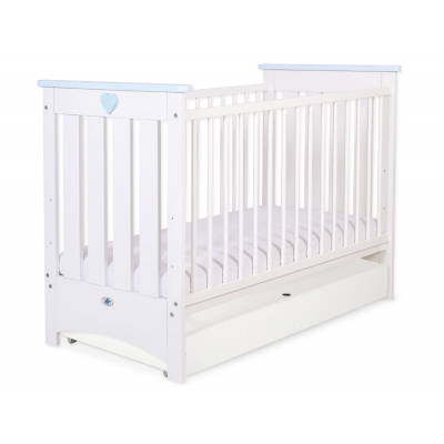 Babybett 120x60cm Lorenzo III weiß/blau with drawer STANDARD