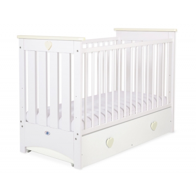 Babybett 120x60cm Lorenzo III weiß/creme mit Schublade MAXI