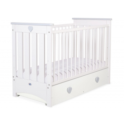 Babybett 120x60cm Lorenzo III weiß/grau mit Schublade MAXI