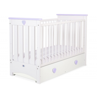 Babybett 120x60cm Lorenzo III weiß/lila mit Schublade MAXI