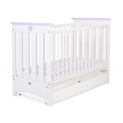 Babybett 120x60cm Lorenzo III weiß/lila mit Schublade STANDARD