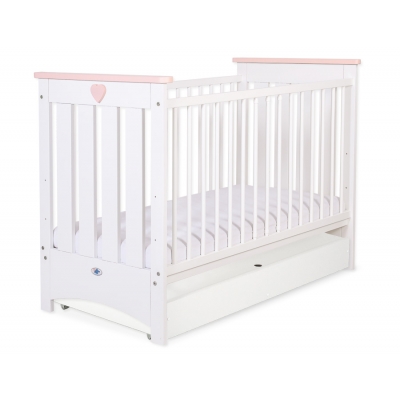 Babybett 120x60cm Lorenzo III weiß/pudderosa mit Schublade STANDARD