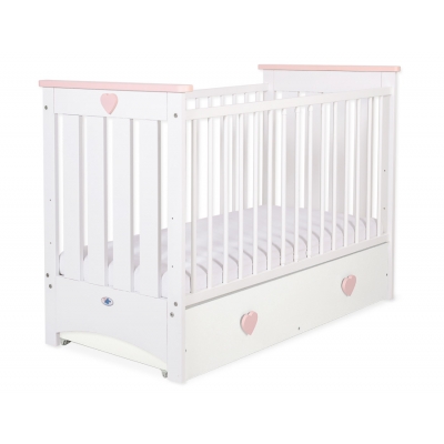 Babybett 120x60cm Lorenzo III weiß/puderrosa mit Schublade MAXI