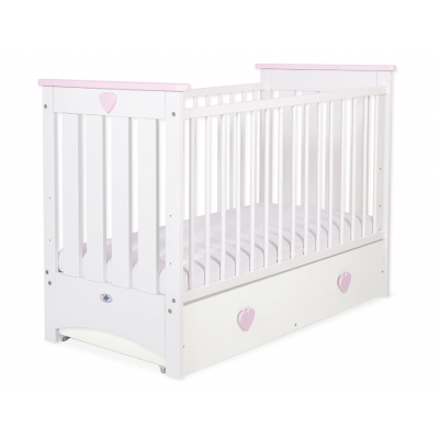 Babybett 120x60cm Lorenzo III weiß/rosa mit Schublade MAXI