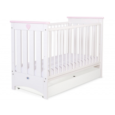 Babybett 120x60cm Lorenzo III weiß/rosa mit Schublade STANDARD