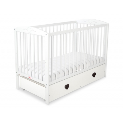 Babybett 120x60cm mit Herzen mit Schublade MAXI