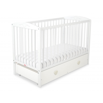 Babybett 120x60cm mit Herzen mit Schublade MAXI