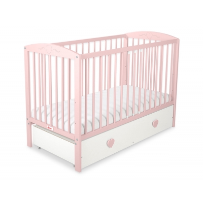 Babybett Rosa mit Schublade Herzen für Mädchen