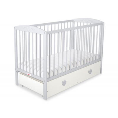 Babybett 120x60cm mit Herzen mit Schublade MAXI