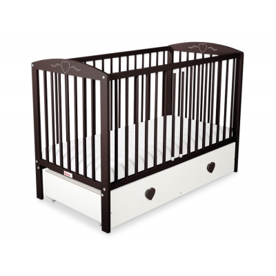 Babybett 120x60cm mit Herzen mit Schublade MAXI