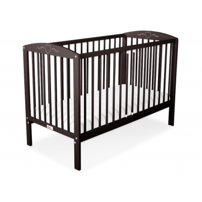 Braun Babybett mit Rollen und Matratze