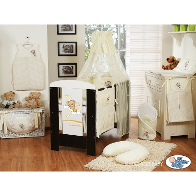 Babybett Bettwäsche Set 11-tlg mit Himmel (S70) - Gute Nacht creme