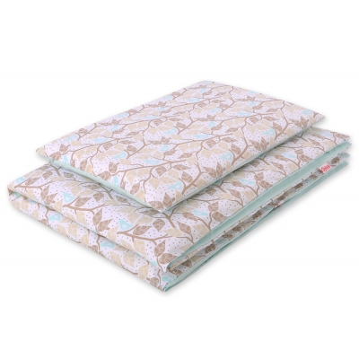 Babybett Bettwäsche Set 2-tlg 100x135cm Mini - beige Blätter