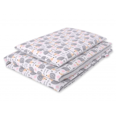 Babybett Bettwäsche Set 2-tlg 100x135cm Mini - Igel grau