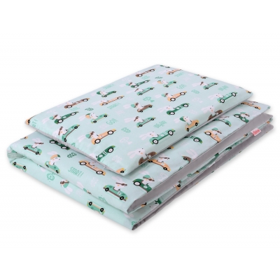 Babybett Bettwäsche Set 2-tlg 100x135cm Mini - minze Hasen