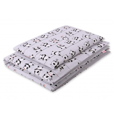 Babybett Bettwäsche Set 2-tlg 100x135cm Mini - Panda grau