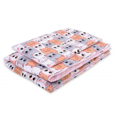 Babybett Bettwäsche Set 2-tlg 100x135cm Mini - rosa-grau Katzen