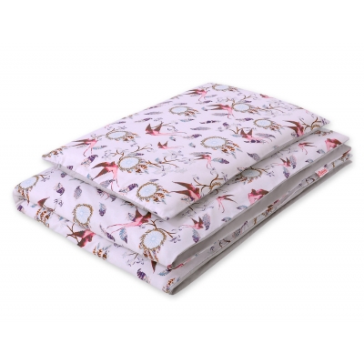 Babybett Bettwäsche Set 2-tlg 100x135cm Mini - Schwalben rosa
