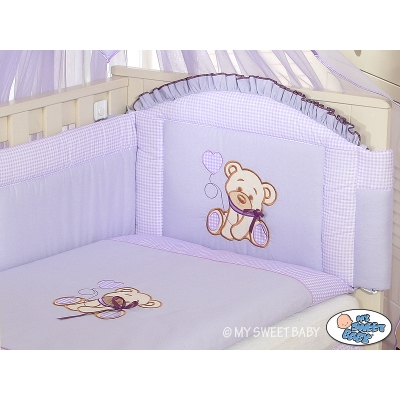 Babybett Bettwäsche Set 2-tlg - Bär mit Schleife lila