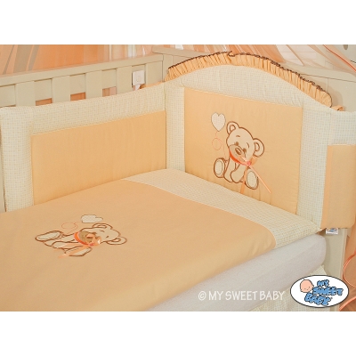 Babybett Bettwäsche Set 2-tlg - Bär mit Schleife pfirsich