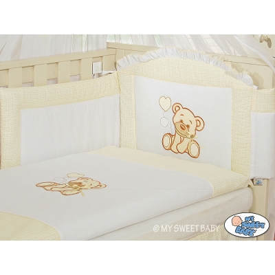 Babybett Bettwäsche Set 2-tlg - Bär mit Schleife weiß