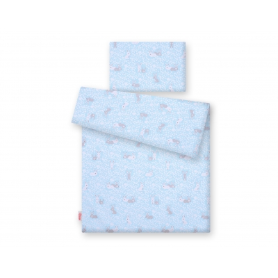 Babybett Bettwäsche Set 2-tlg - blaue Hasen